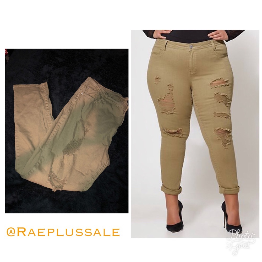 FTF Destructed Olive Skinny Jeans US 24